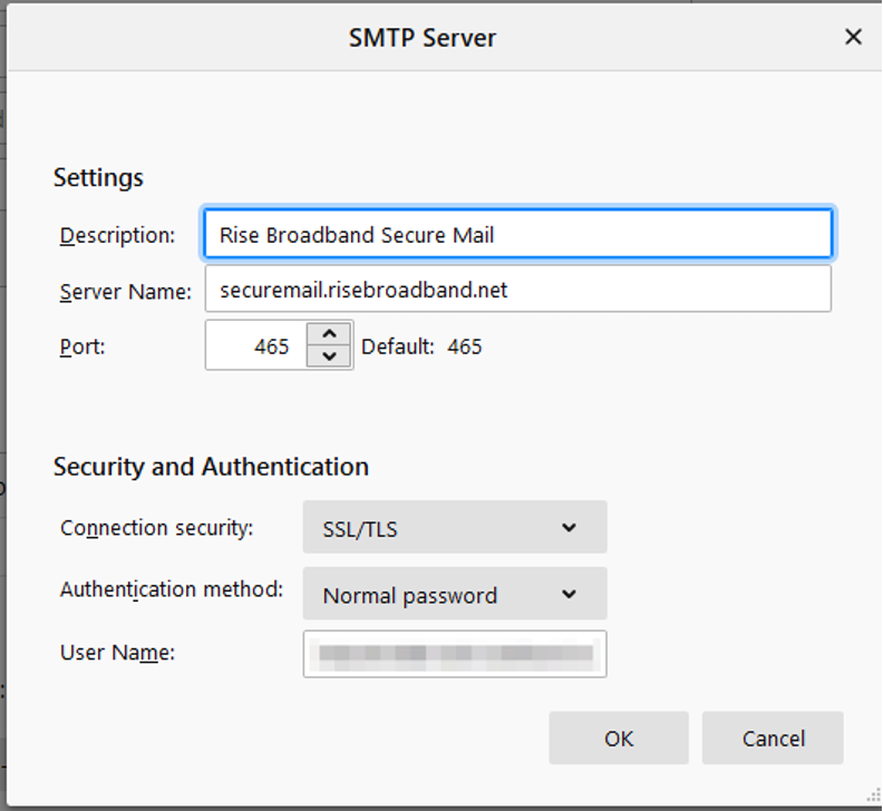 Thunderbird SMTP Server